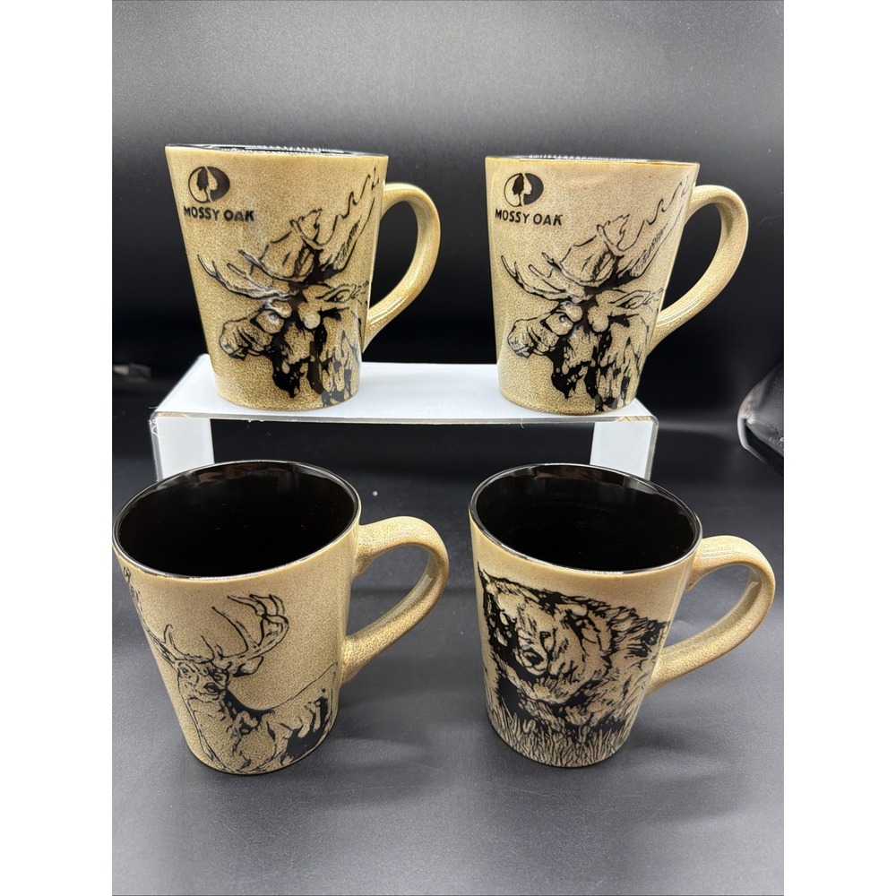 Mossy‎ Oak Set of 4 Animal Themed Coffee Mugs Ceramic Cups Complete Set